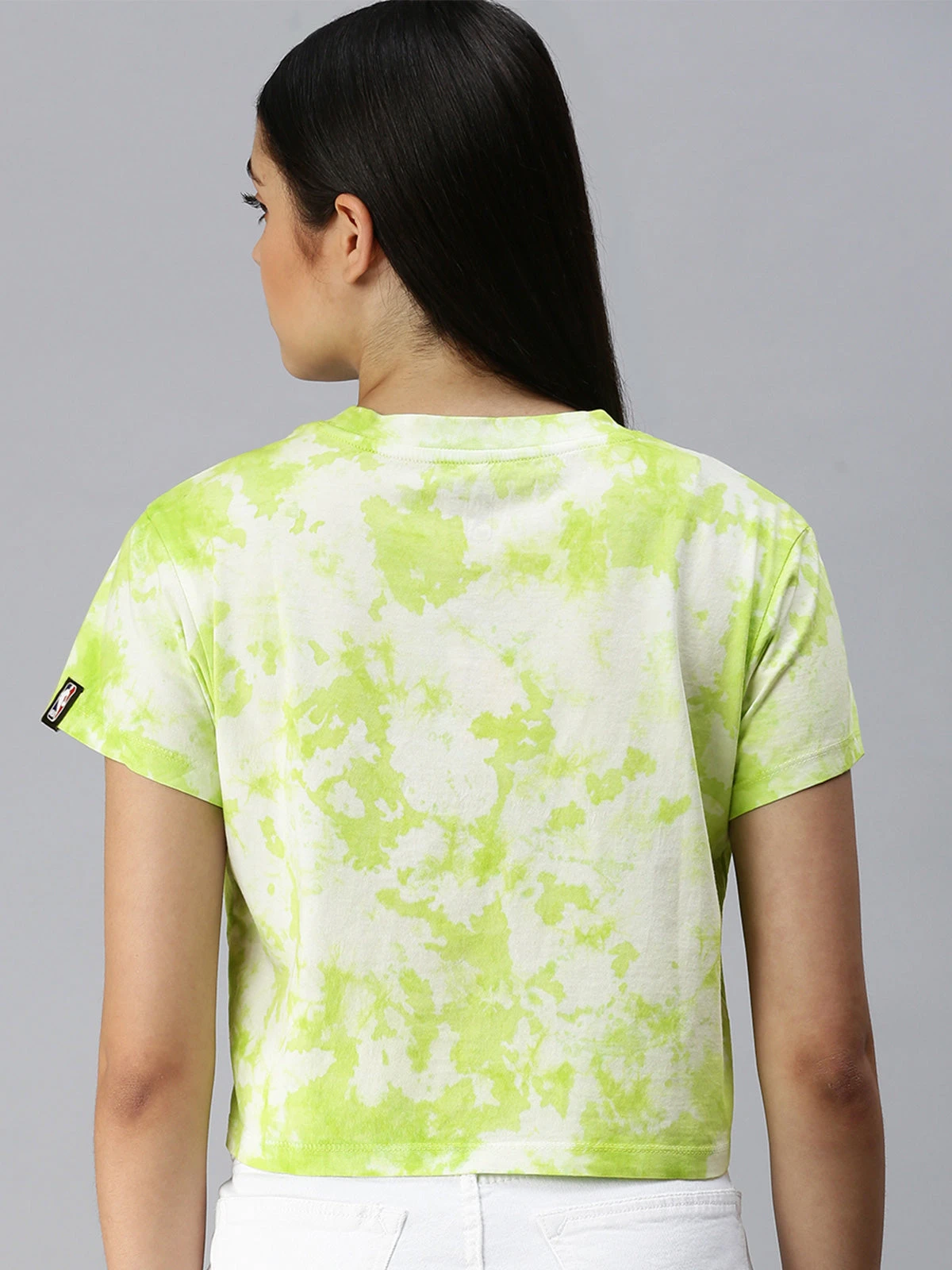 Golden State Warriors: Tie & Dye Crop Top- Neon Green - Image 4
