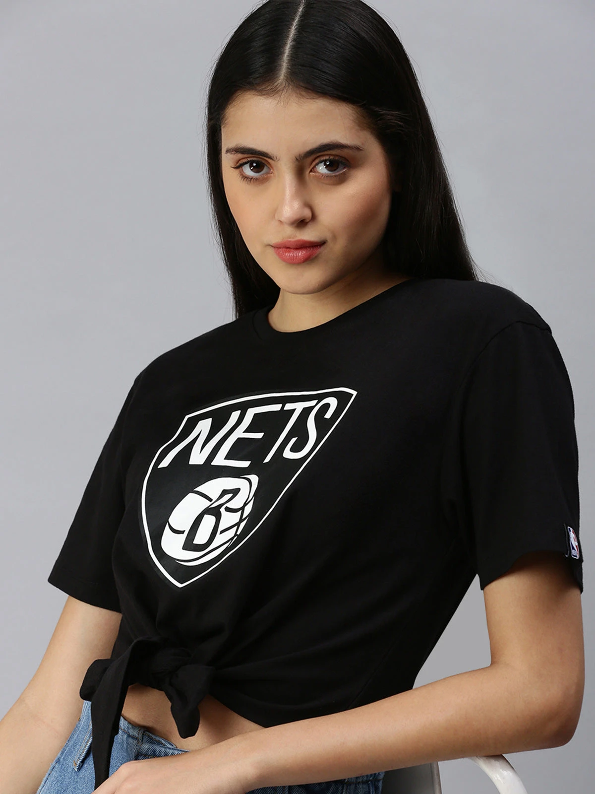 Brooklyn Nets: Classic Crest Tie-up Top - Black - Image 3