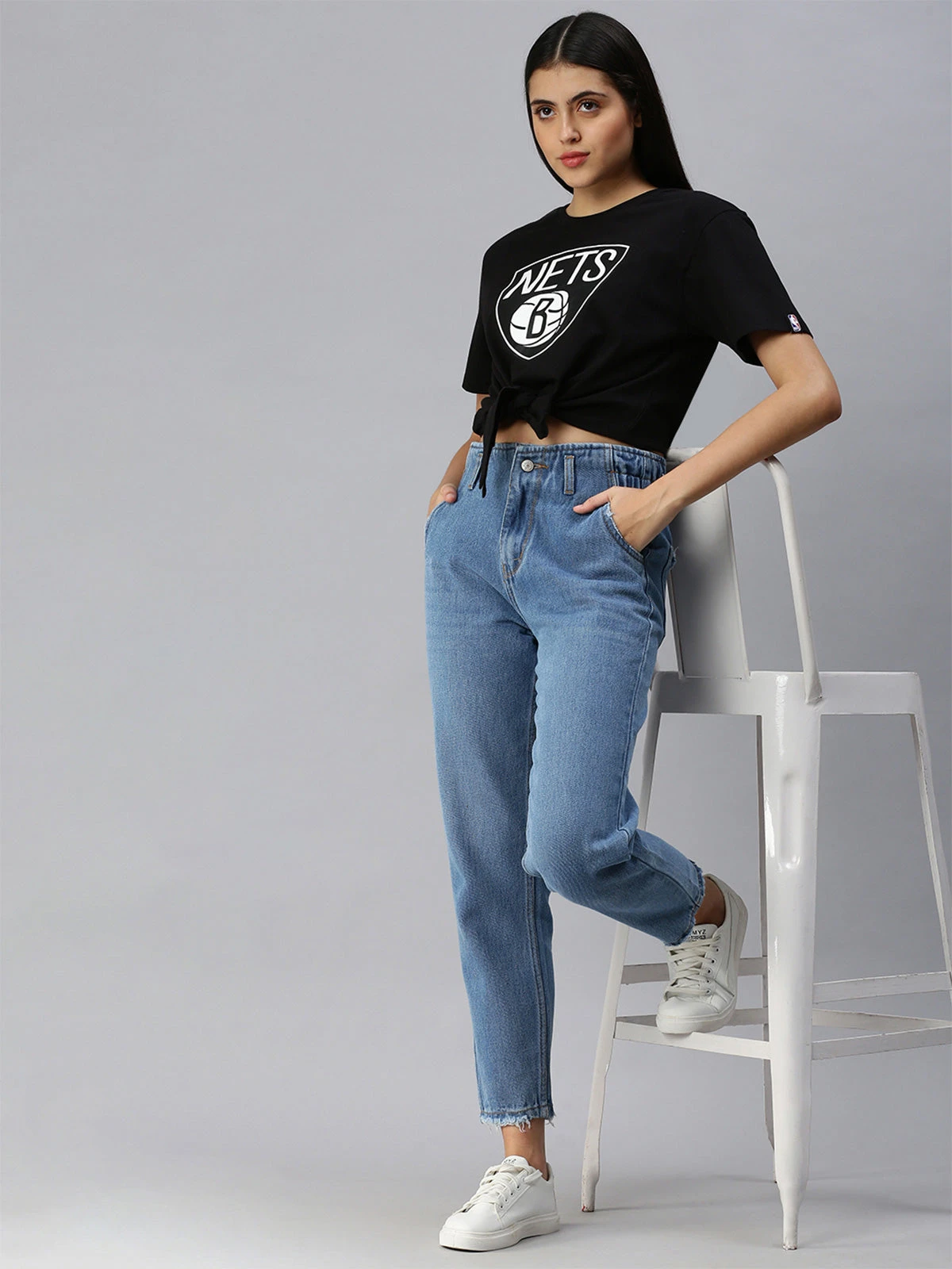 Brooklyn Nets: Classic Crest Tie-up Top - Black - Image 5