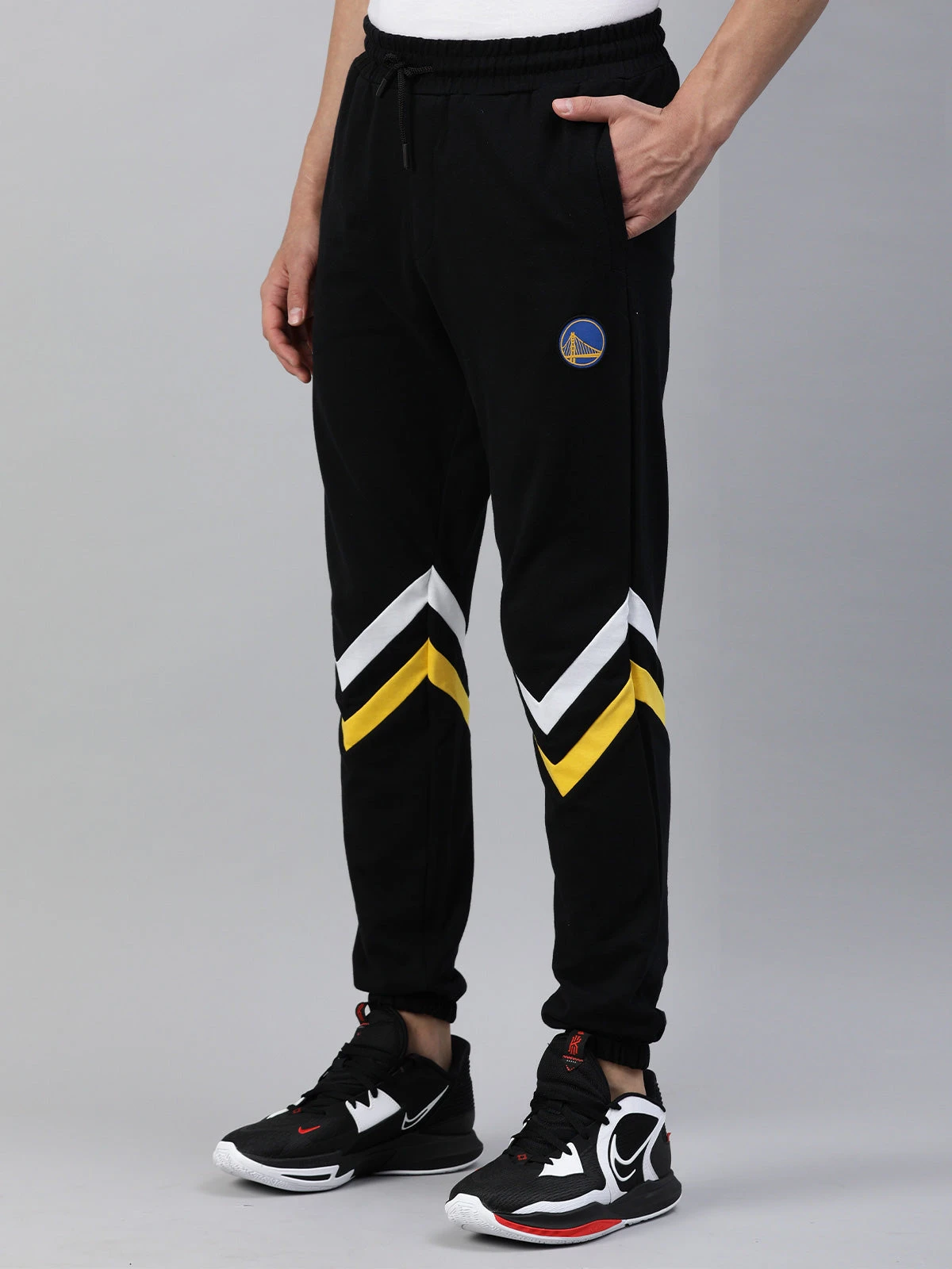 Warriors: Contrast Stripe Joggers - Black
