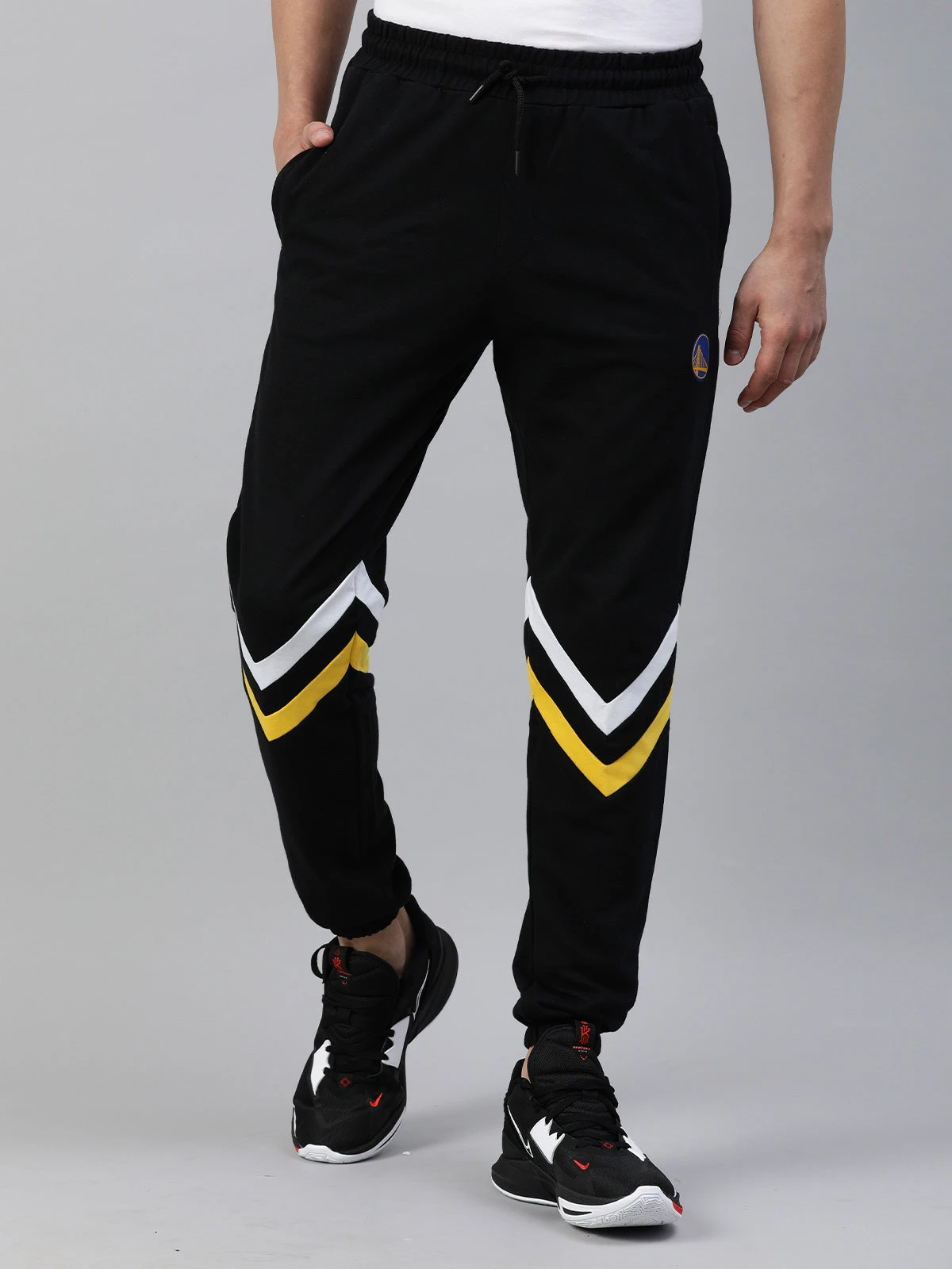 Warriors: Contrast Stripe Joggers - Black - Image 2