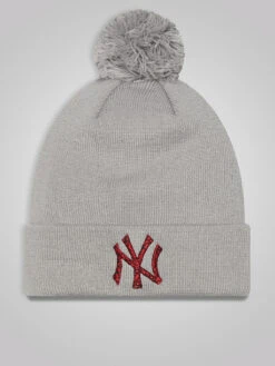 New York Yankees Infill Grey Bobble Beanie Hat
