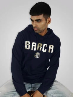 FC Barcelona: Gold Foil Hoodie - Navy