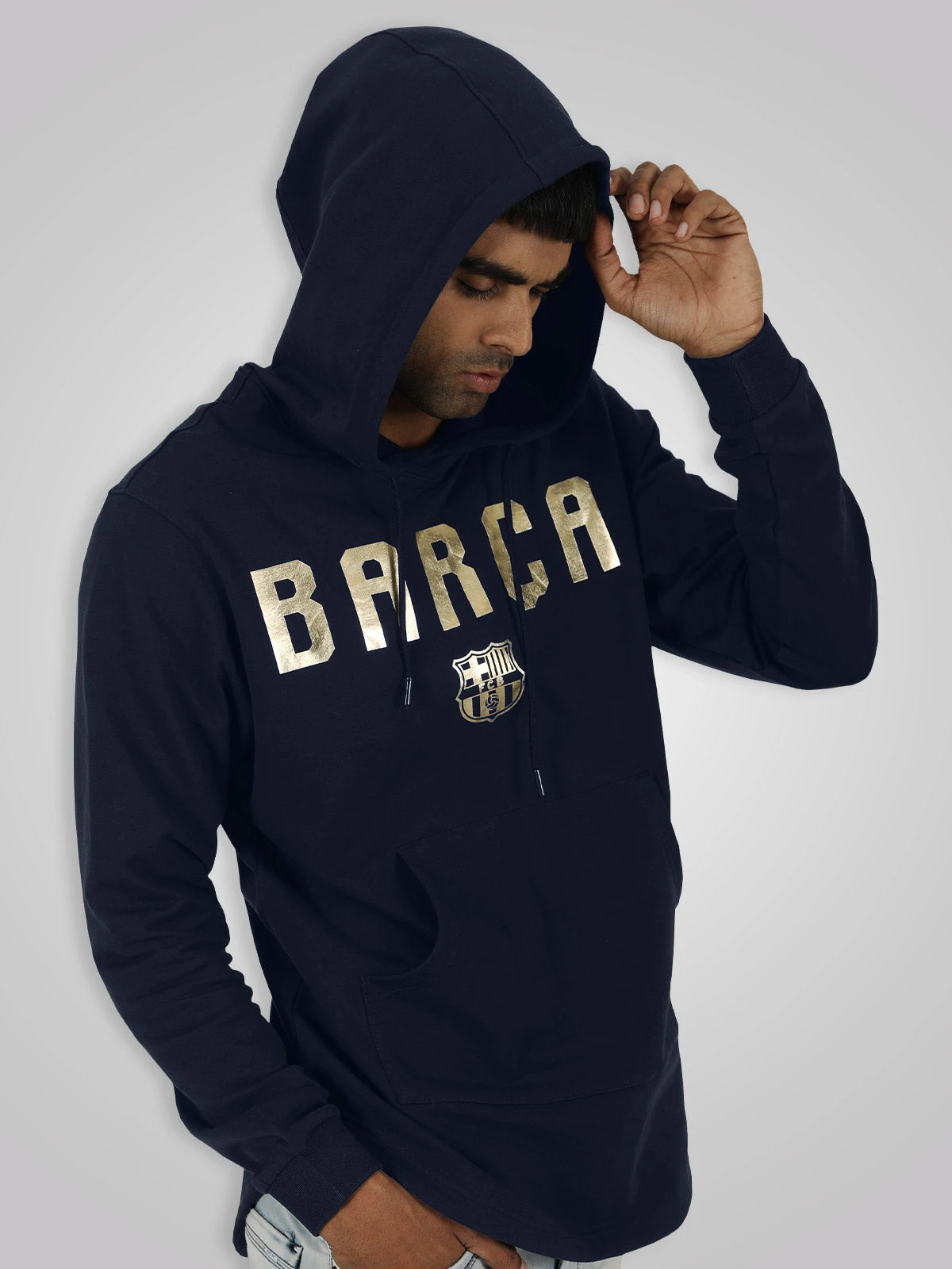 FC Barcelona: Gold Foil Hoodie - Navy - Image 2