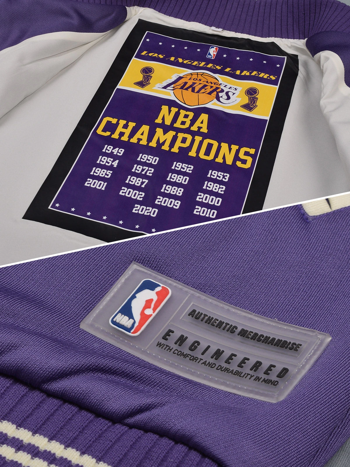 Los Angeles Lakers: Letterman Jacket - Purple - Image 5