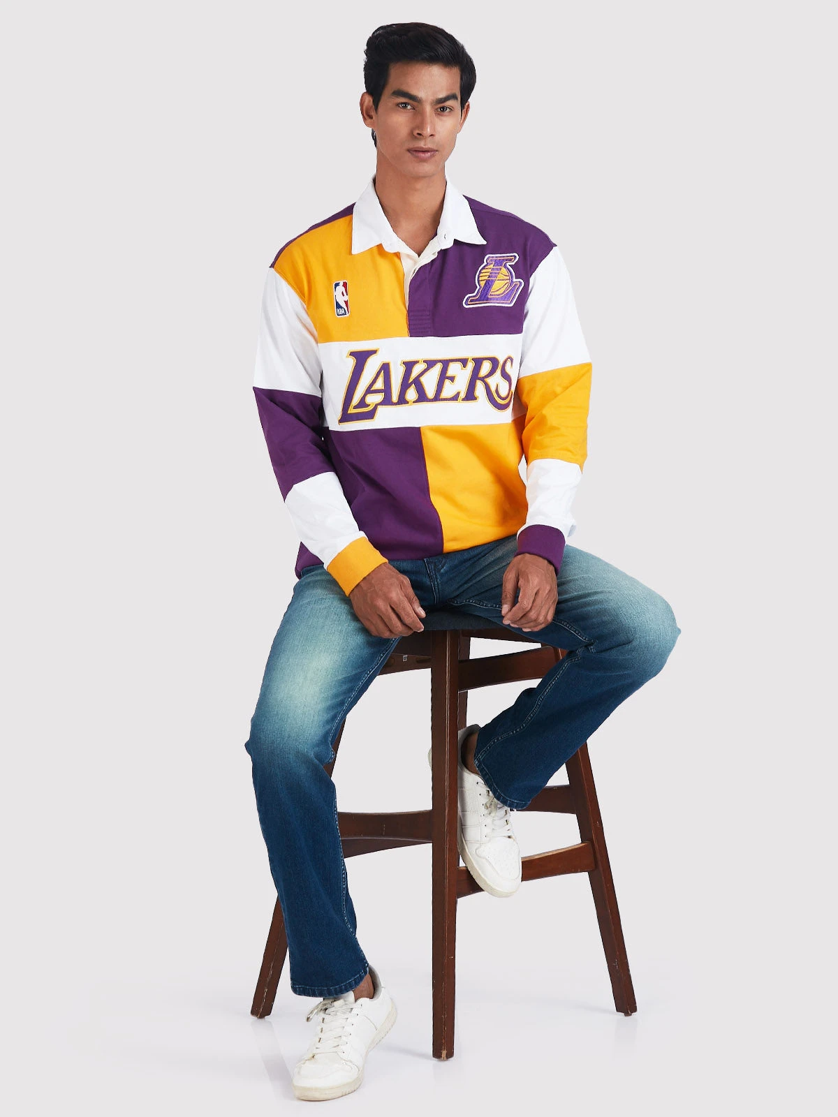 Los Angeles Lakers Embroidered Oversized Polo Full Sleeve - Image 9