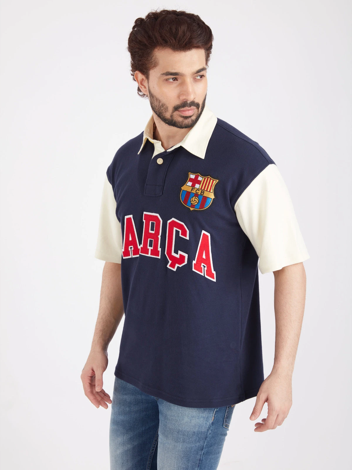 FC Barcelona Typography Oversized Polo - Image 3