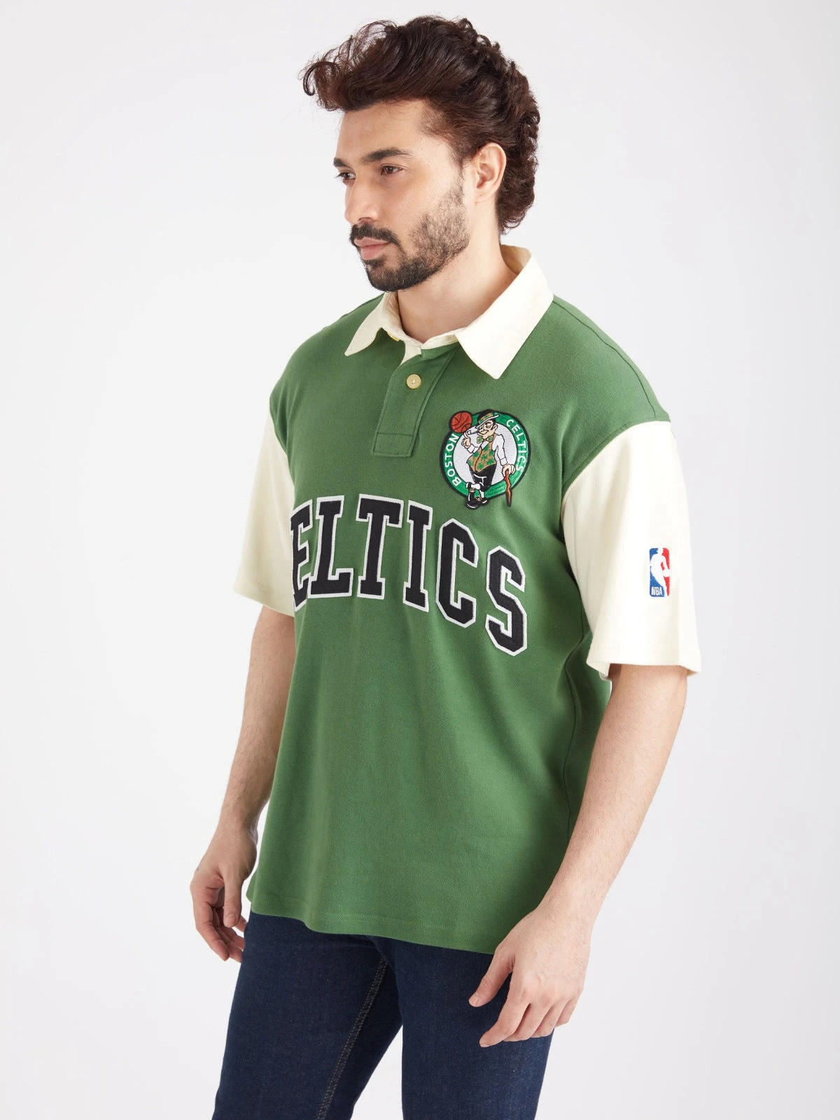 Boston Celtics Typography Oversized Polo - Image 4