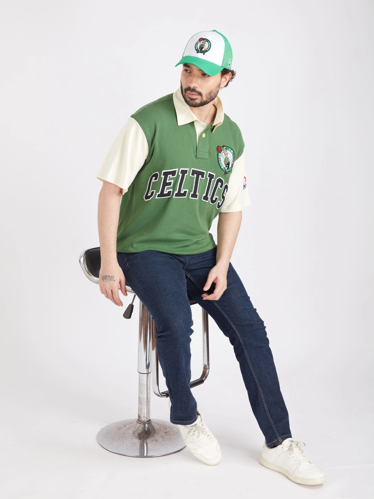 Boston Celtics Typography Oversized Polo - Image 6